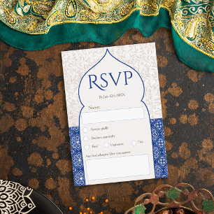Convites Casamento floral marroquino azul rsvp