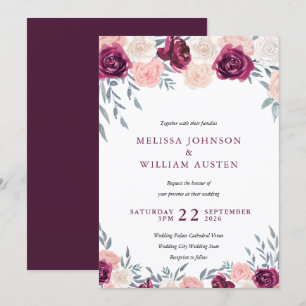 Convites Casamento Floral Marsala Borgonha Escamosa