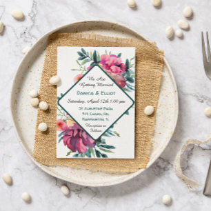 Convites Casamento Floral Mauve e Burgundy