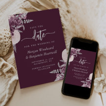 Casamento Floral Mauve Silver Salve a Data