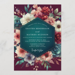 Convites Casamento Floral Merlot