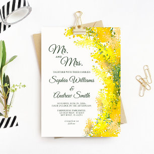 Convites Casamento Floral Mimosa Elegante