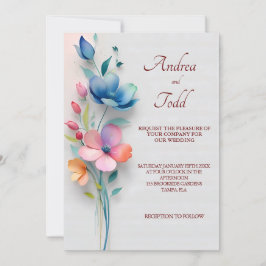 Convites Casamento floral minimalista