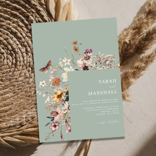 Convites Casamento Floral Minimalista Boho Wildflower