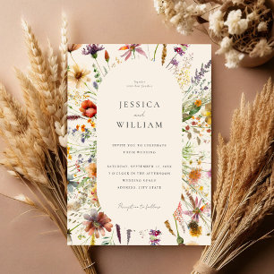 Convites Casamento Floral Minimalista Boho Wildflower