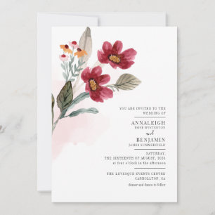 Convites Casamento Floral Minimalista de Aquarela