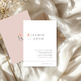 Convites Casamento Floral Minimalista Elegante Rosa