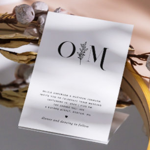 Convites Casamento floral minimalista preto e branco