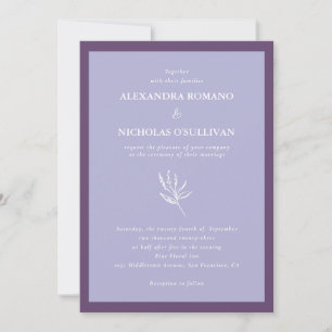Convites Casamento Floral Minimalista Roxo lavanda