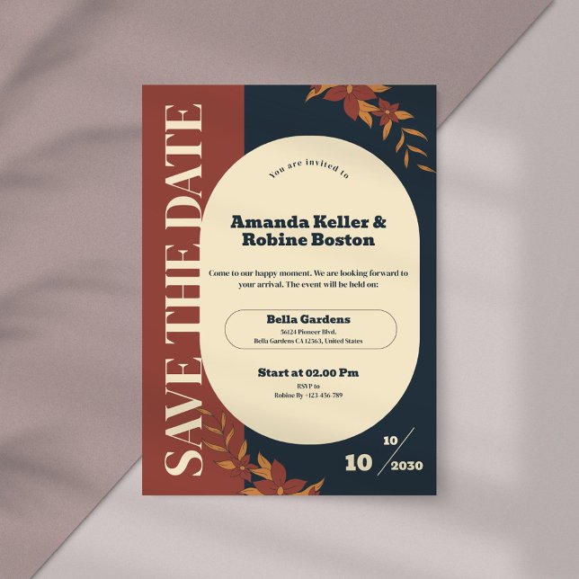 Convites Casamento Floral Minimalista Salvar a Data (Criador carregado)