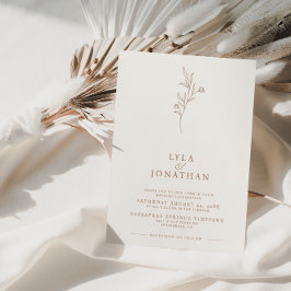 Convites Casamento Floral Mínimo Elegante de Ivory & Rust