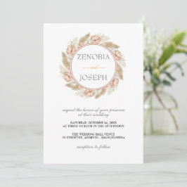 Convites Casamento Floral Mínimo Leaf Boho