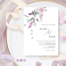 Casamento Floral Mínimo, Roxo Moderno Mauve Pastel