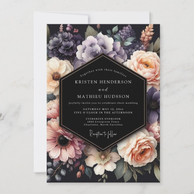 Convites Casamento Floral Místico Lavanda (Frente)