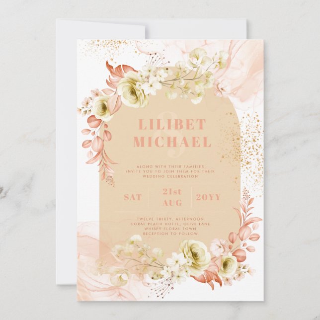 Convites Casamento Floral Mix Boho (Frente)