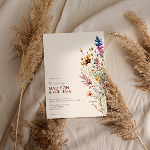 Convites Casamento Floral Modern Boho Wildflower