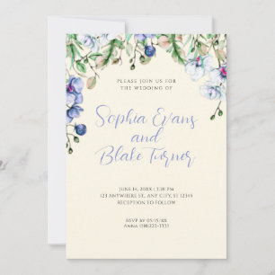 Convites Casamento Floral Moderno Amarelo Azul e Verde