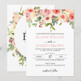 Convites Casamento Floral Moderno Blush