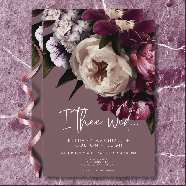 Convites Casamento Floral Moderno Burgundy & Cream (Modern Burgundy & Cream Peonies Floral Wedding Invitation)