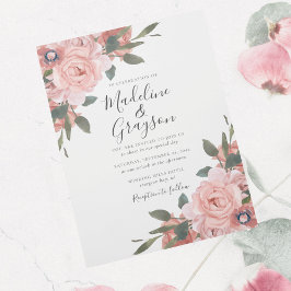 Convites Casamento Floral Moderno das Rosas Rosa Escamosas