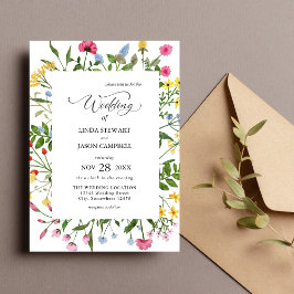 Convites Casamento Floral Moderno de Cores Vibrantes com Fl