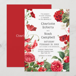 Convites Casamento Floral Moderno de Flor Moderno da Camell