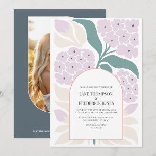 Convites Casamento Floral Moderno de Primavera à Beira-Mar