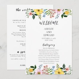 Convites Casamento Floral Moderno de Primavera com Amarelo