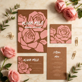 Convites Casamento floral moderno desenhado à mão