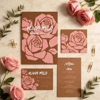 Convites Casamento floral moderno desenhado à mão