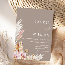 Convites Casamento Floral Moderno e Elegante com Grama das