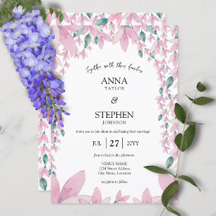 Convites Casamento Floral Moderno e Encantador com Wisteria