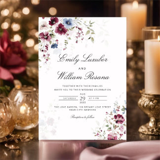 Convites Casamento Floral Moderno Elegante Da Aquarela Burg