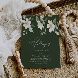 Convites Casamento Floral Moderno Esmeralda e Branco