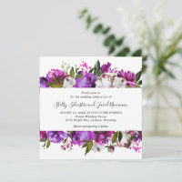 Casamento Floral Moderno Floral Roxo-Brilhante e B
