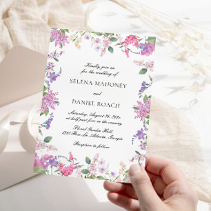 Convites Casamento Floral Moderno Lilac Watercolor