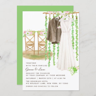 Convites Casamento Floral Moderno Russo por Aquarela Exteri