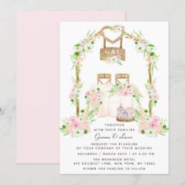 Convites Casamento Floral Moderno Russo por Aquarela Exteri