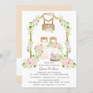 Convites Casamento Floral Moderno Russo por Aquarela Exteri