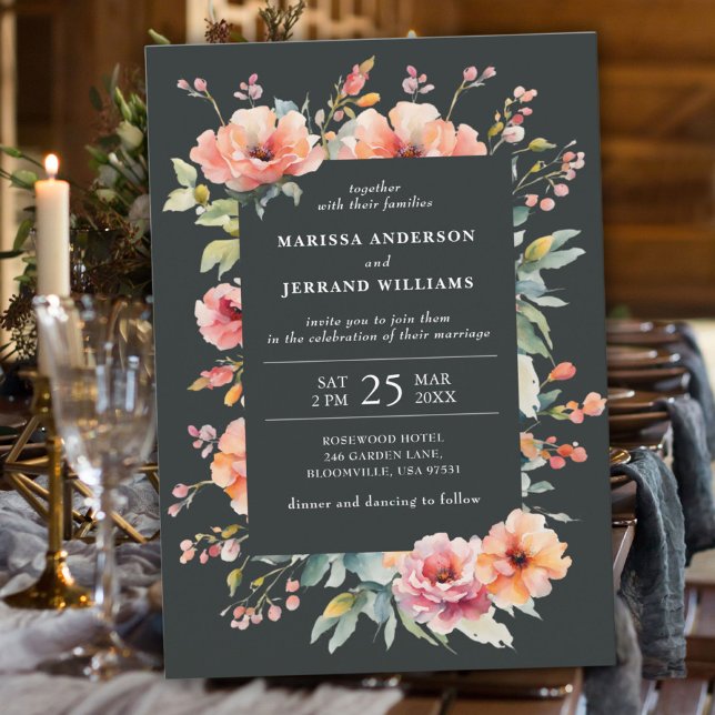 Convites Casamento Floral Moderno Rustic Country Sage (Rustic Country Sage Green Modern Floral Wedding Invitation)