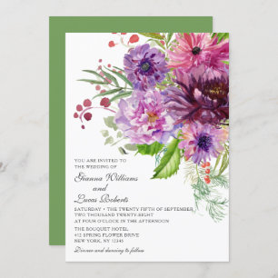 Convites Casamento Floral Monocromático Elegante