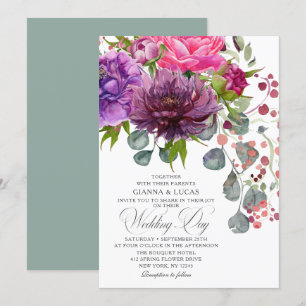 Convites Casamento Floral Monocromático Elegante