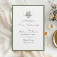 Casamento Floral Monograma Clássico em Verde Sage