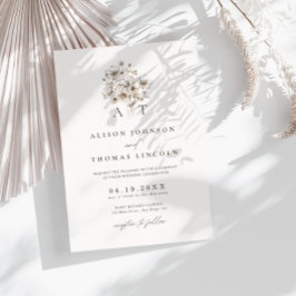 Convites Casamento Floral Monograma Rústico Elegante