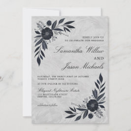 Convites Casamento Floral Moody Black