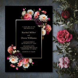 Convites Casamento Floral Moody Black