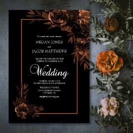 Convites Casamento Floral Moody Black e Sepia