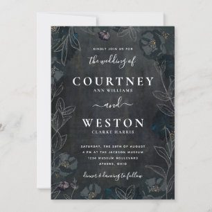 Convites Casamento Floral Moody Dark
