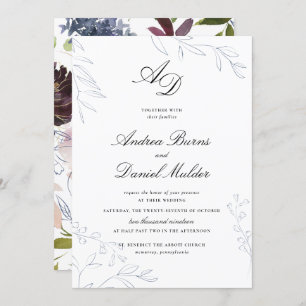 Convites Casamento Floral Moody Jewel Tone