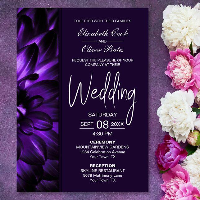 Convites Casamento Floral Moody Purple (Criador carregado)